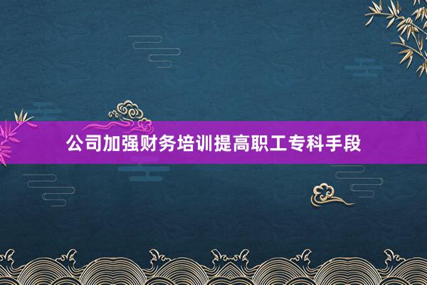 公司加强财务培训提高职工专科手段