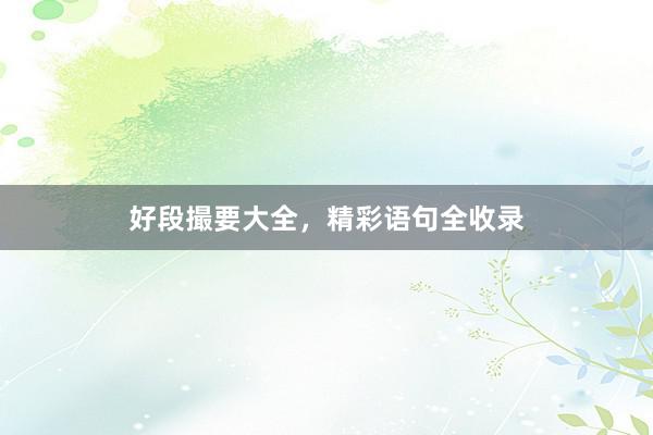 好段撮要大全，精彩语句全收录